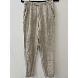 Reformation Linen Pants Size 0 Oatmeal Tapered Pleated Cuffed‎ Pockets Boho